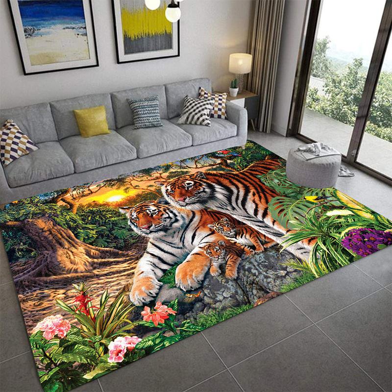 T-Tiger Print Tapijt Mode Yogamat Antislip Tapijt Slaapkamer Decoratie Buitentapijt Slaapkamer Verjaardagscadeau 40x60cm