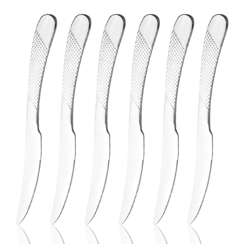 

Jankng 6 шт. золотые ножи для стейка Wenstern, набор столовых приборов, набор столовой посуды из нержавеющей стали, острые обеденные ножи, посуда, столовые приборы серебряный