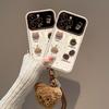 Coffee Doll Plush Lanyard Suitable for Apple 16PRO Large Window Mobile Phone Case 15 Silicone Anti-drop 8 Flip Mirror