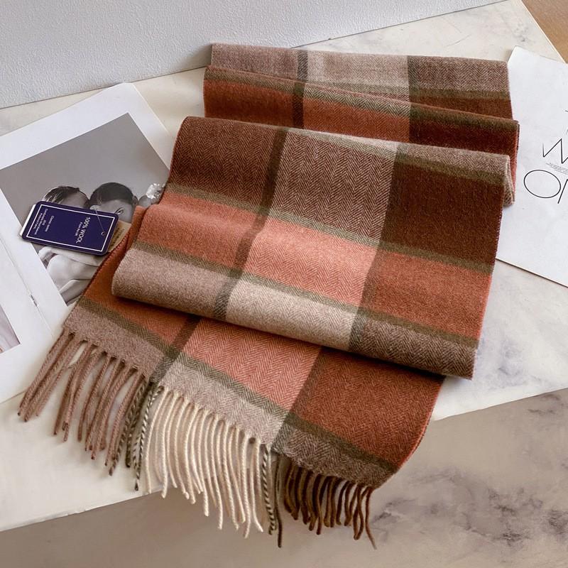 100% Wolle Karierter Schal Herren Damen Paar Warm Kaschmir-Mischung Karriert Winter Halswärmer