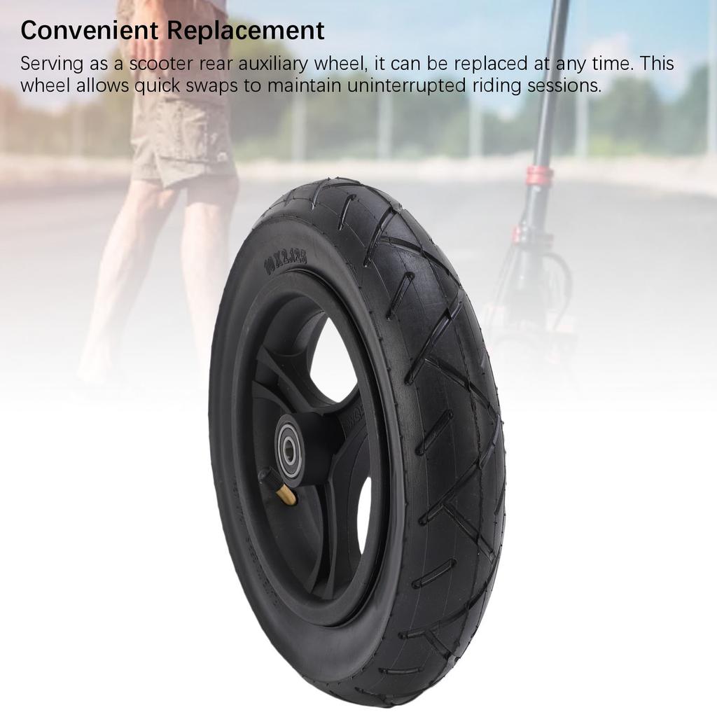 10 Inch Scooter Rear Wheel Rubber Electric Scooter Auxiliary Wheel Rear Tire for Replacement Scooter Rear Auxiliary Wheel