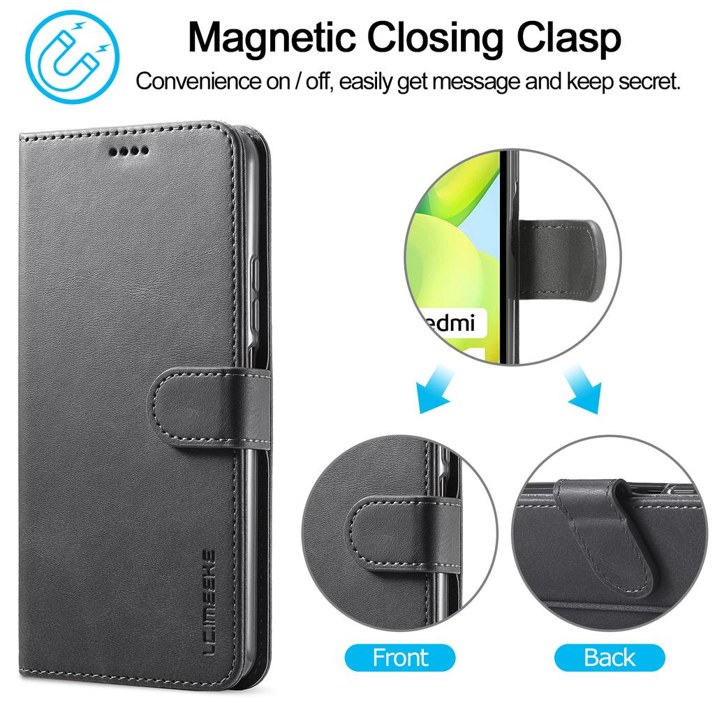 LC.IMEEKE For Xiaomi Redmi A1 4G/A2 4G Wallet Phone Case Calf Texture Stand Leather Phone Cover
