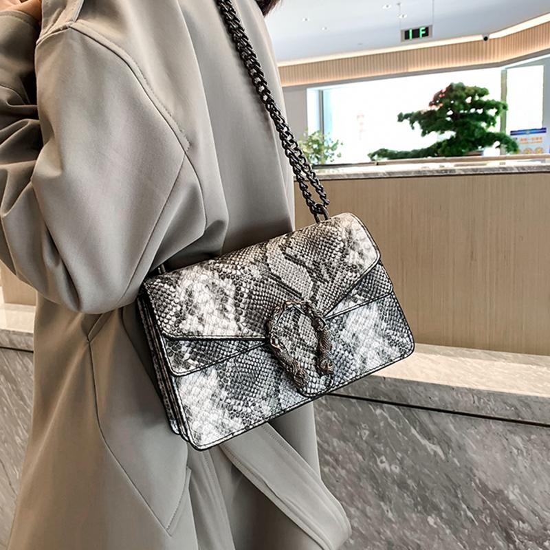 Women PU Crossbody Bag Chain Messenger Women's Bag Double Compartment Small Square Bag New Crocodile Pattern Bag