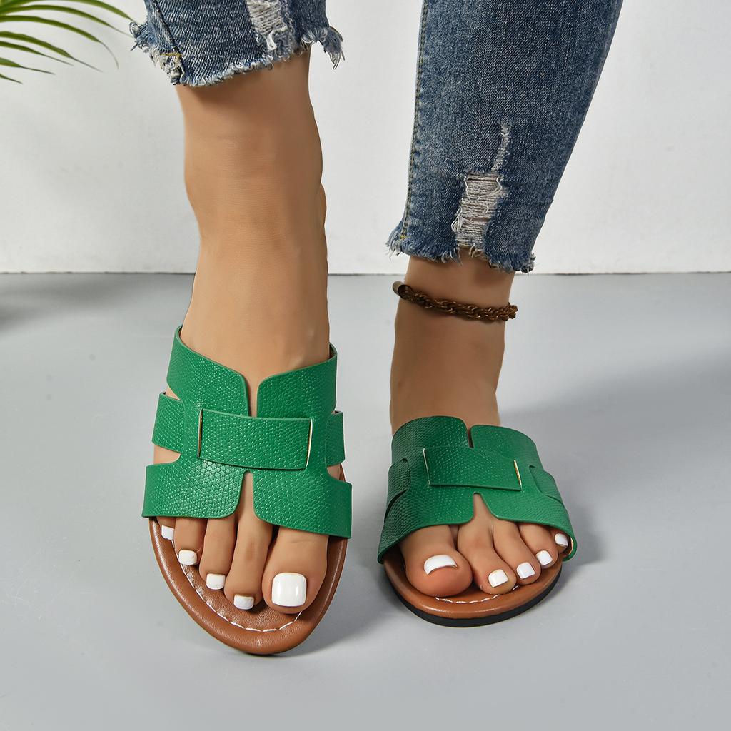 Women's Summer Fashion Slip-On Flat Sandals Minimalist Open Toe Slides Casual Outdoor Slipper