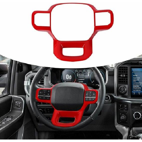 Steering Wheel Moulding Cover Trim Red Accessories For + Ford F150 F-150 ABS