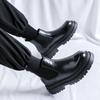 Fashion Men's thick soled leather shoes Fashion designer style Outdoor street walking leisure business party Office men's Black boots
