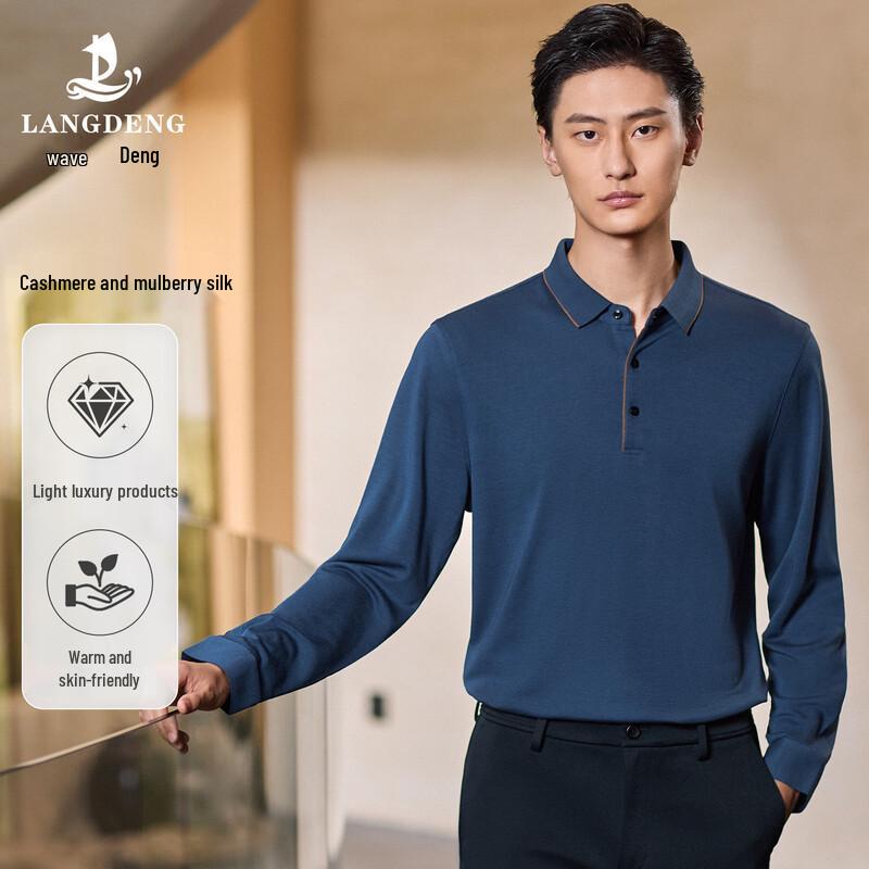 Langdeng Men s Long-Sleeve Polo Shirt XL