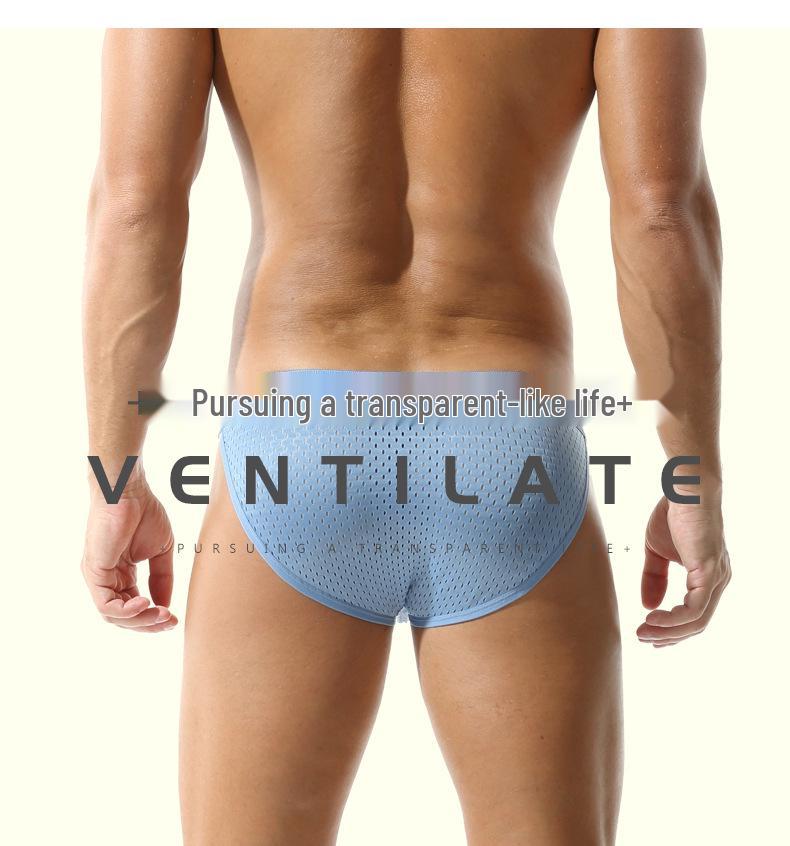 Men's Wide Waist Mesh U-Pouch Low Waist Sports Underwear, Large Size, Breathable High Cut Design