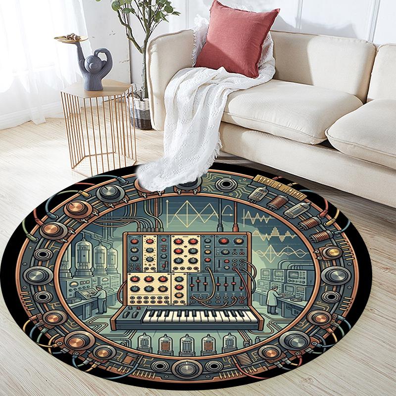 Electronica Synth Lab Round Area Rug Under Office Chairs Bedroom Living Room Home Decor