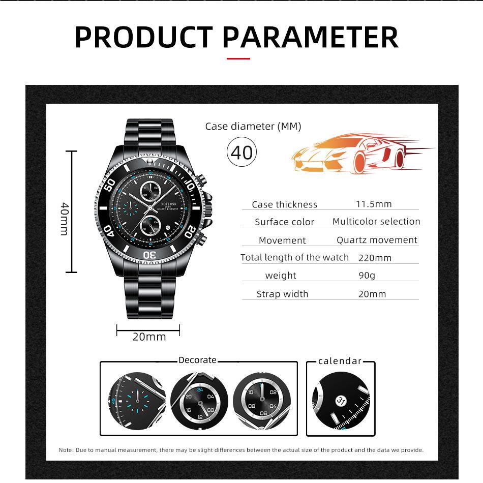Fashion Business Men's Hands Military Men's Watch Multi-dial Men's Watch Quartz Watch Stainless steel watch