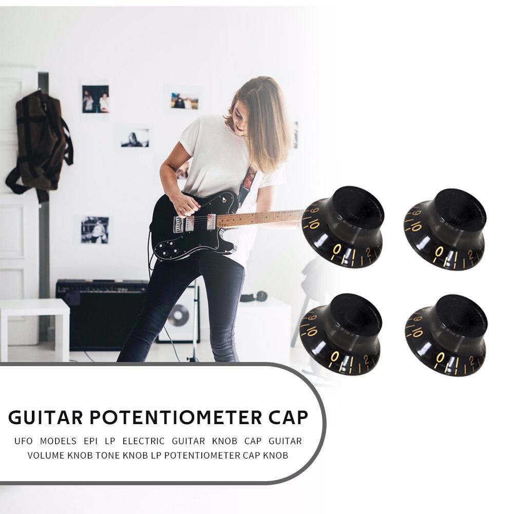 

#F 4x Electric Guitar Speed Volume Tone Control Knob Cap for EPI LP (Black)