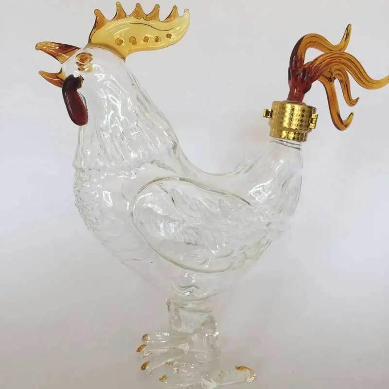 Glass Bottle Sealed White Spirit Bottle Household Glass Zodiac Chinese Chicken White Wine Empty