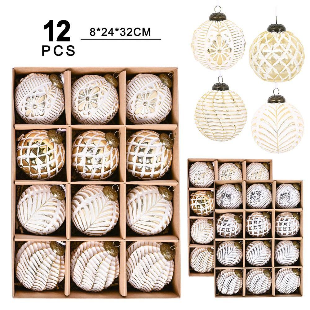 12pcs 8cm Painted Christmas Balls Pendant Shatterproof Xmas Tree Pendants Party Favors