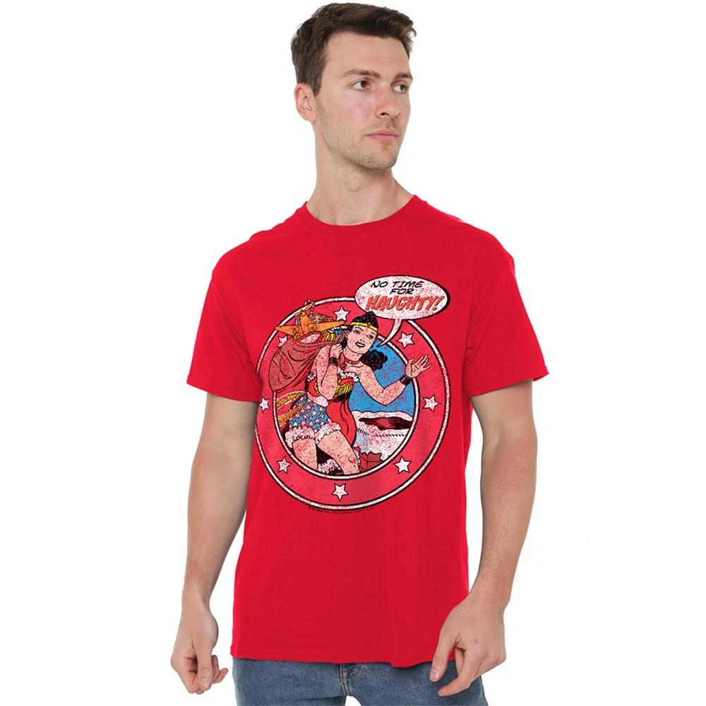 

Wonder Woman Vintage Christmas No Time For Naughty Unisex 100% Cotton T-shirt Mens Tees Top S-4XL, Red M