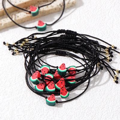 4PC  Go2boho Simple Rope Watermelon Bracelet Bohemian Fruit Bracelet Set of Four Handmade Adjustable Rope Jewelry Women Men