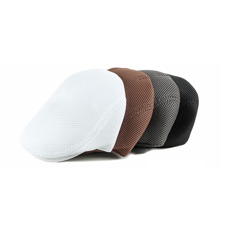 Spring Summer Men Berets Hats Breathable Mesh Newsboy Caps Outdoor Sun Hats Flat Cap Adjustable Caps