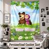 Wall Hanging Tapestry With Custom Name & Text, Masha and the Bear Decorative Tapestry For Bedroom