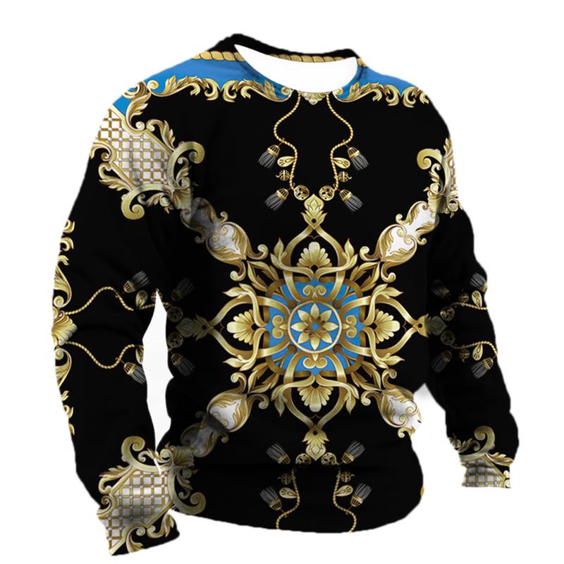 Men's T-shirt Baroque Graphics Fashion Printed T-Shirt Street O-neck Casual Clothes Oversized Top Men's Outdoor T-Shirt Pullover