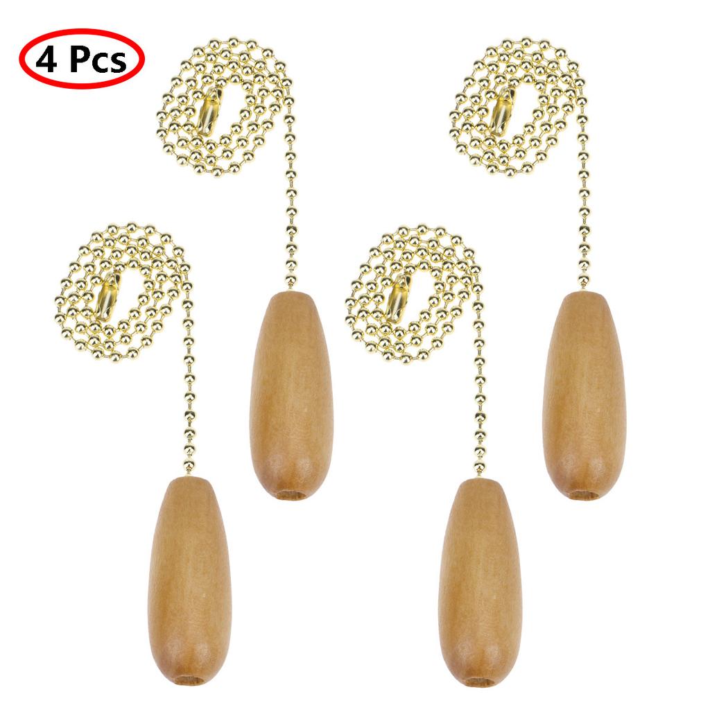 Wooden Ceiling Fan Chain Pulls 4Pcs: Pendant Pull Chain Extension for Ceiling Light Lamp Fan Replacement