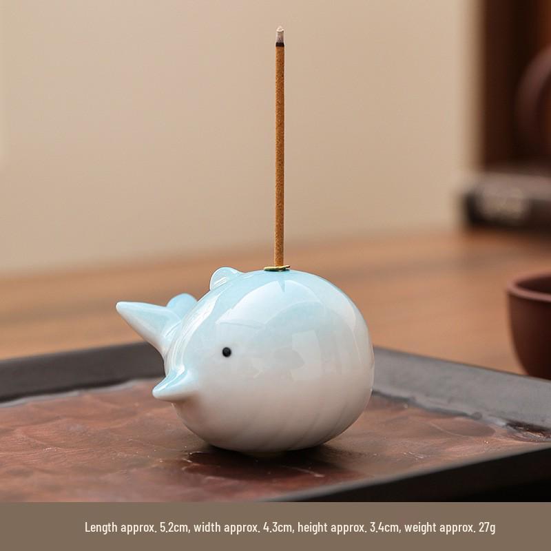 Cute Ceramic Cartoon Animal Incense Holders: Frog, Dolphin, Walrus, Gourd – Fun Desktop Decor