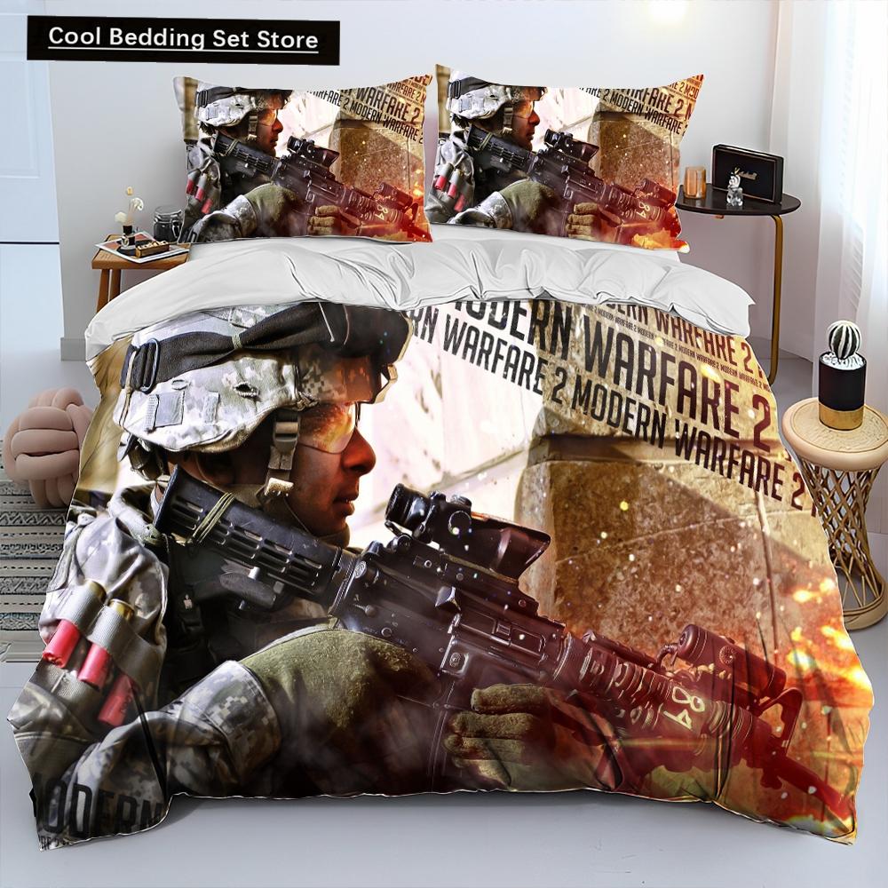 3D-Druck Spiel Call of Duty Bettdecke Bettwäscheset, Bettbezug Bettset Steppdecke Kissenbezug, King Queen Size Bettwäscheset Kinder