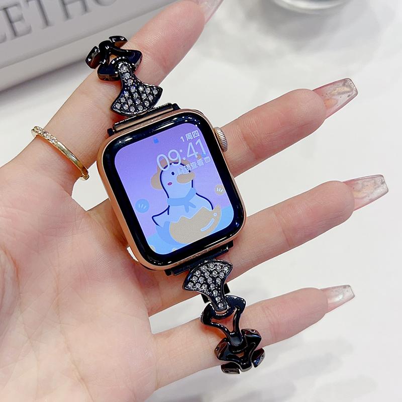 

For Apple Watch Series 10 42mm/9 8 7 41mm/SE (2023) SE (2022) SE 6 5 4 40mm/3 2 1 38mm Zinc Alloy Watch Strap Black