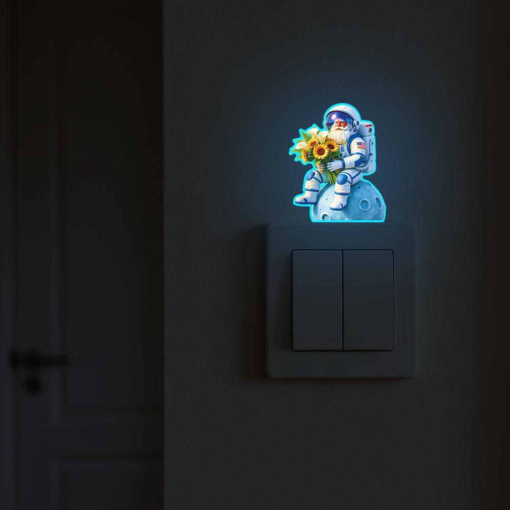 Cartoon Santa Astronaut Living Room Entrance Switch Sticker for Home Decoration and Beautification, Night Light Sticker