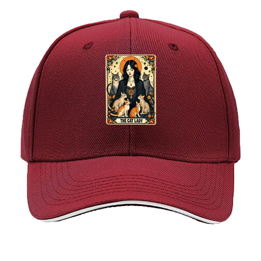 The Cat Lady Tarot Card Gothic Witchy Cats Sandwich Baseball Cap Unisex Women Sun Cap Outdoor Workouts Hat