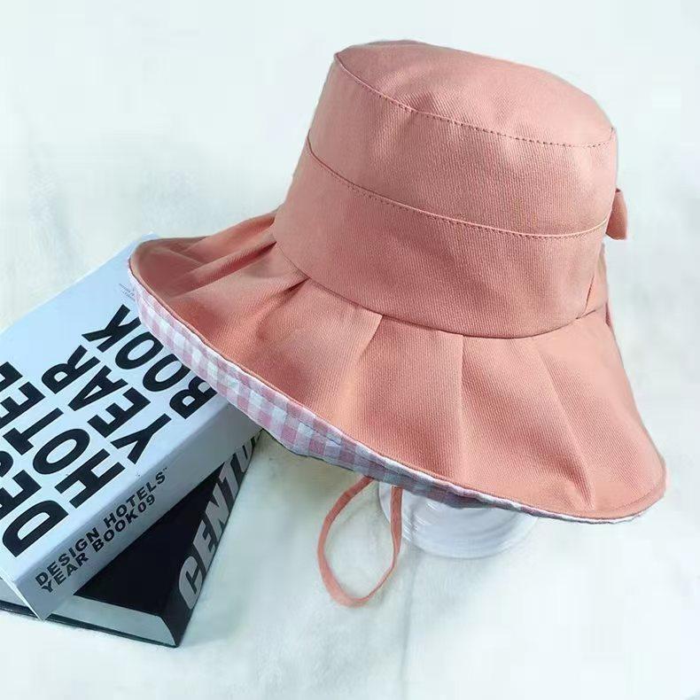 Summer sunshade sunscreen bow brim bucket hat women