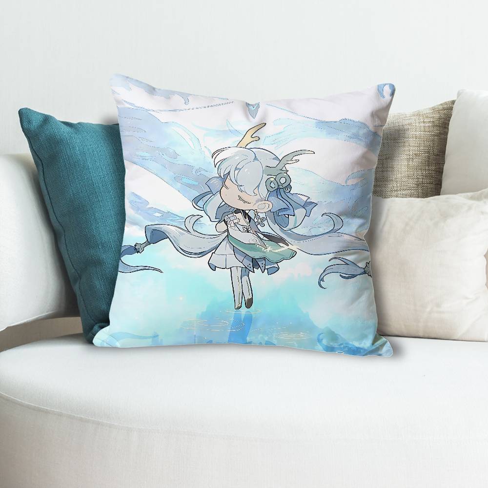 

JJinhsi WWuthering Waves Anime Celebrity Merchandise AllMatch Printed Pillow Case Sofa Car Office Room Decoration Protector 30x30 cm