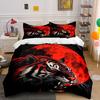 Fierce Tiger Red Moon Decor Soft Comfortable Duvet Cover Bedding Set Included 1*Duvet Cover & 2*Pillowcases Gift