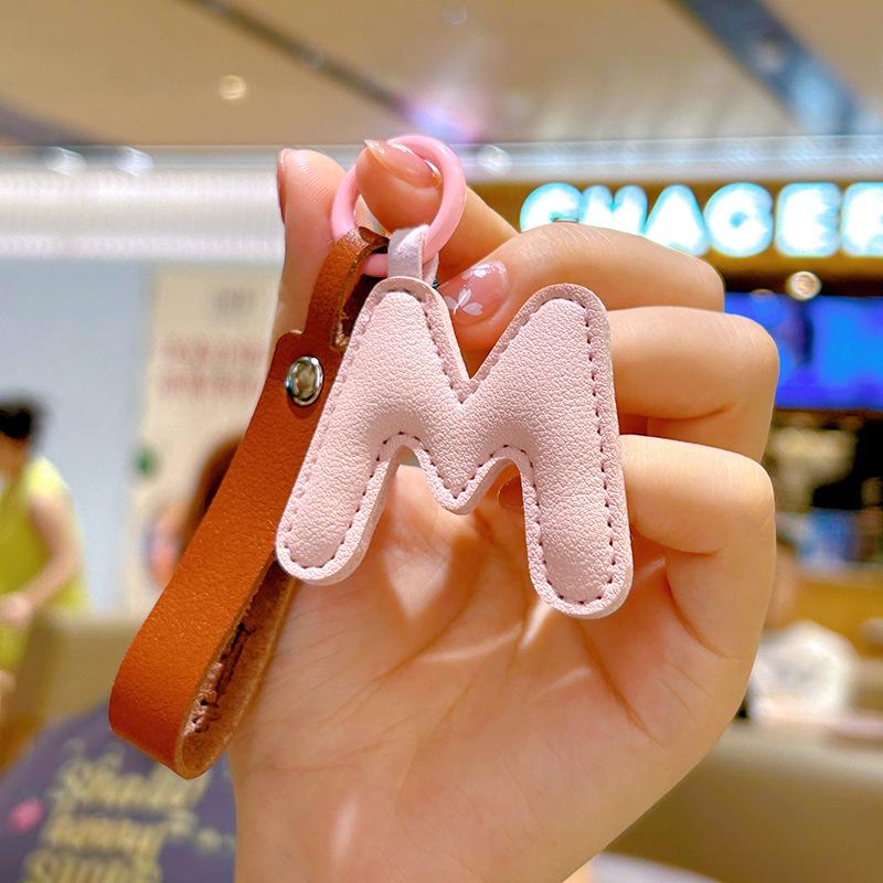 Customizable Leather Letter Keychain Pendant for Girls and Couples