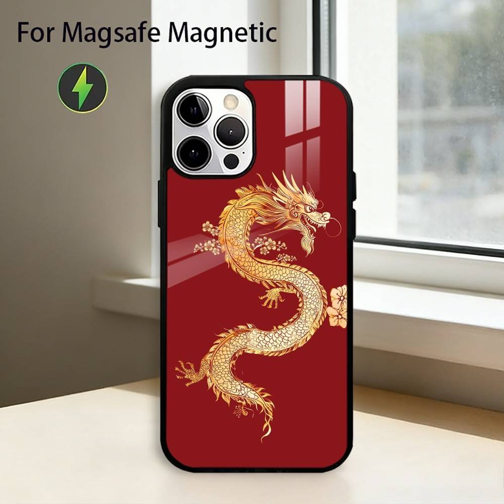 Cartoon D-Dragon Phone Case For iPhone17,16,15,14,13,12,11 Plus,Pro Magnetic For Magsafe Wireless Charging