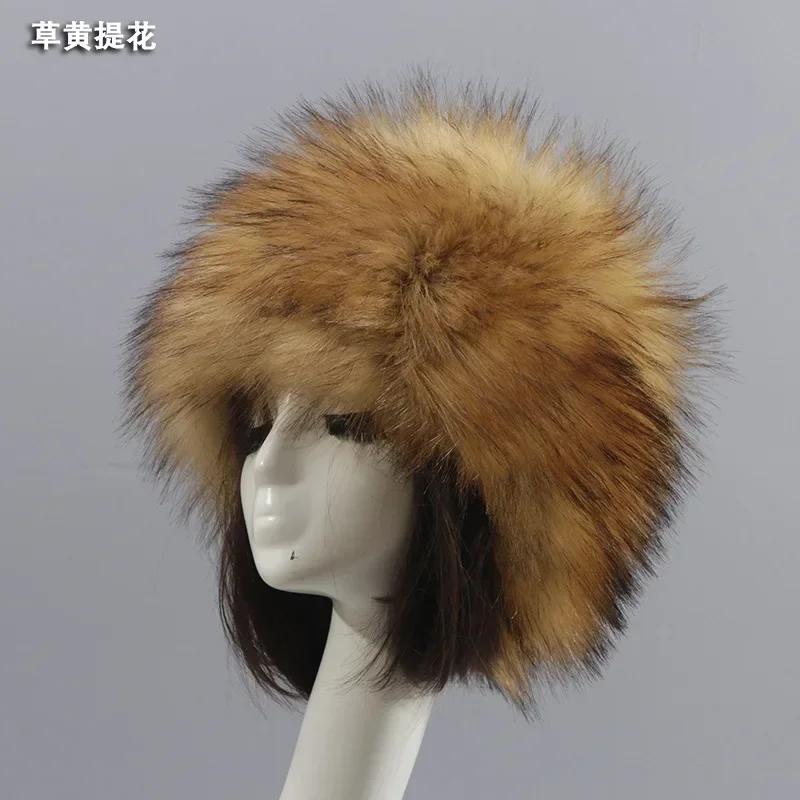 Man Women Fur Hats Thicken Warm Furry Faux Fur Flat Top Caps Winter Russian Casual Luxury skullies beanie ZKG33