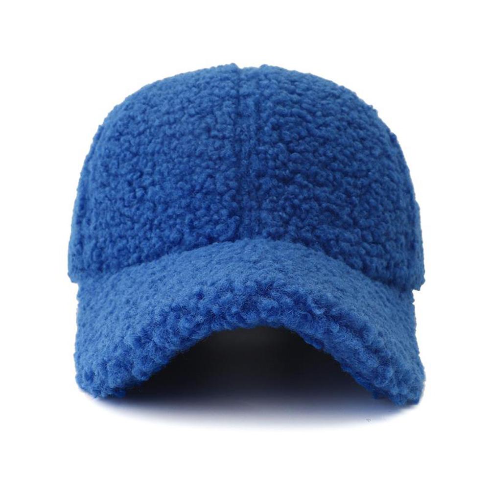 New Solid Color Artificial Lamb Wool Baseball Cap Plush Snapback Hat Autumn Winter Keep Warm Dad Hats For Women Men Sunshade