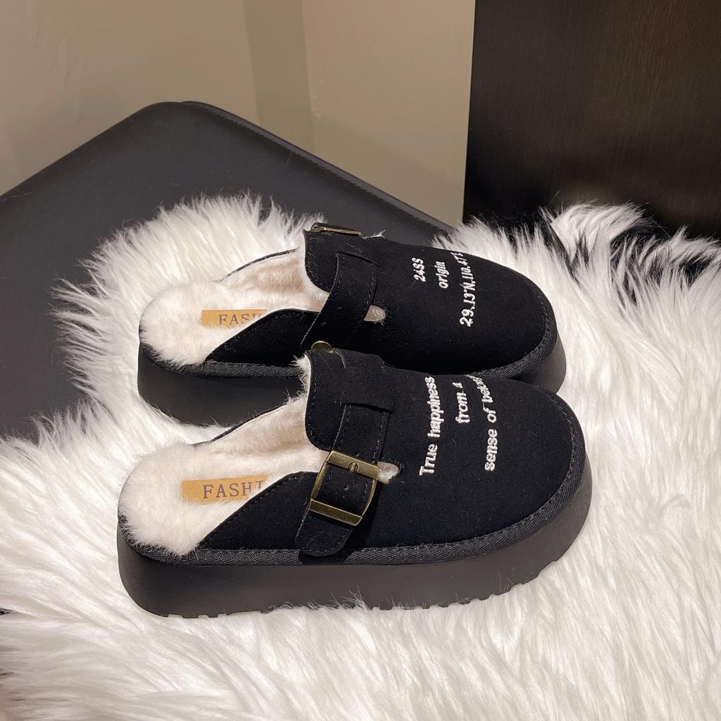 Fashion New Luxury Winter Women's Shoes Plush Fashion Retro Bean Shoes Cotton Women's Flat Sole Slippers Platform Women Boots