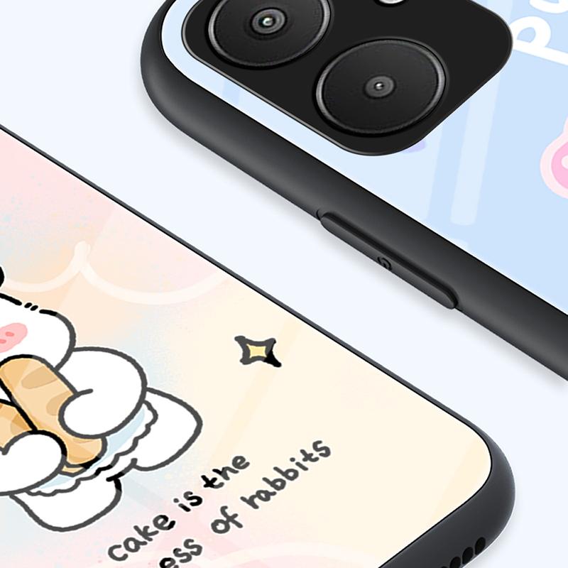 For Xiaomi Redmi 13C 5G/13R 5G/Poco M6 5G Tempered Glass Case Cartoon Pattern Phone Cover