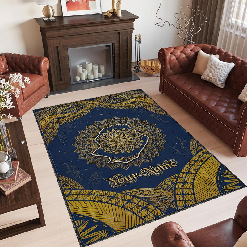 Mandala Theme Crystal Velvet Floor Rug Personalized Custom Name Text Warm Carpet Home Decoration
