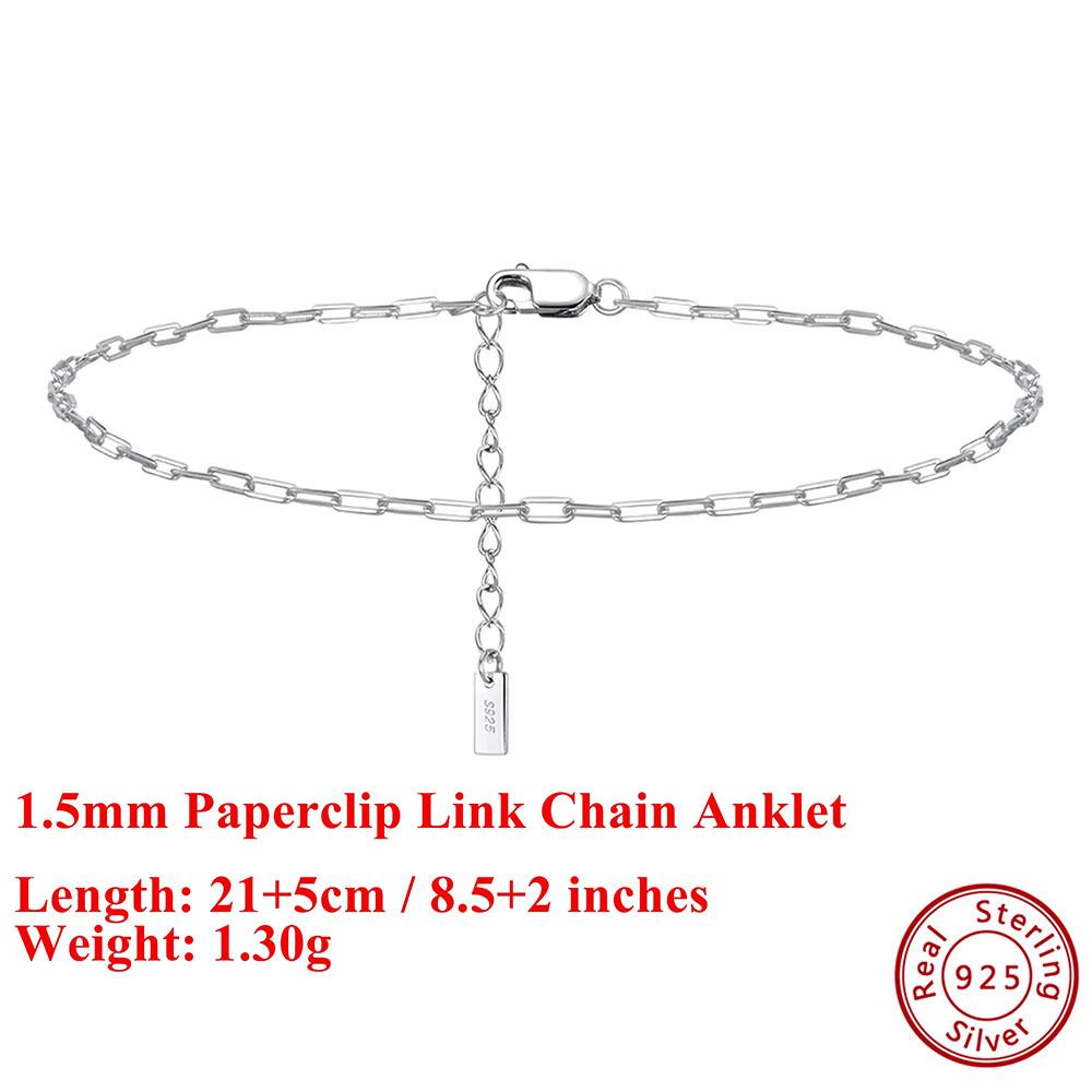 Effie Queen Simple Paperclip Chain Anklets For Women Adjustable Ankle Bracelet Fashion Foot Chain Summer Beach Jewelry Gift SA22
