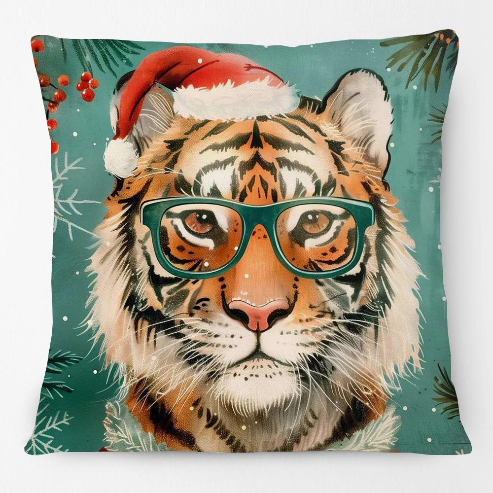 Fashion Chic Floral Animals Posters Cushion Cover Tiger Leopard Highland Cow Cockatoo Cat Dog Print Pillow Case