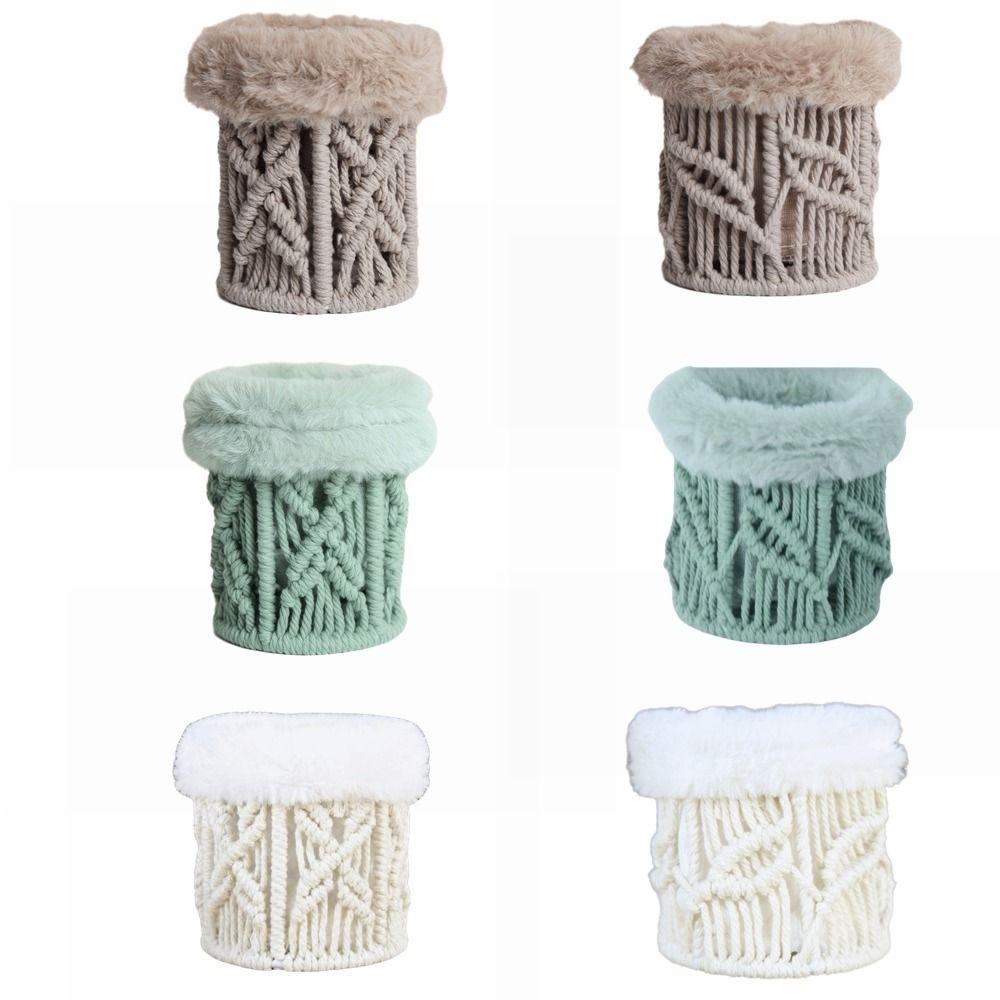 Hollow Out Desk Organizer Boho Style Makeup Brush Holder Storage Basket Bedside Table