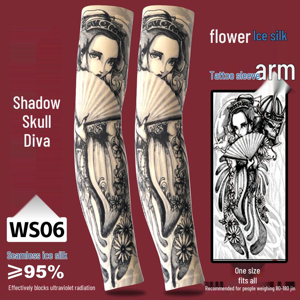 Ice Silk Tattoo Sun Protection Sleeves for Men & Women - Summer Driving, Cycling, Flower Design Arm Shades
