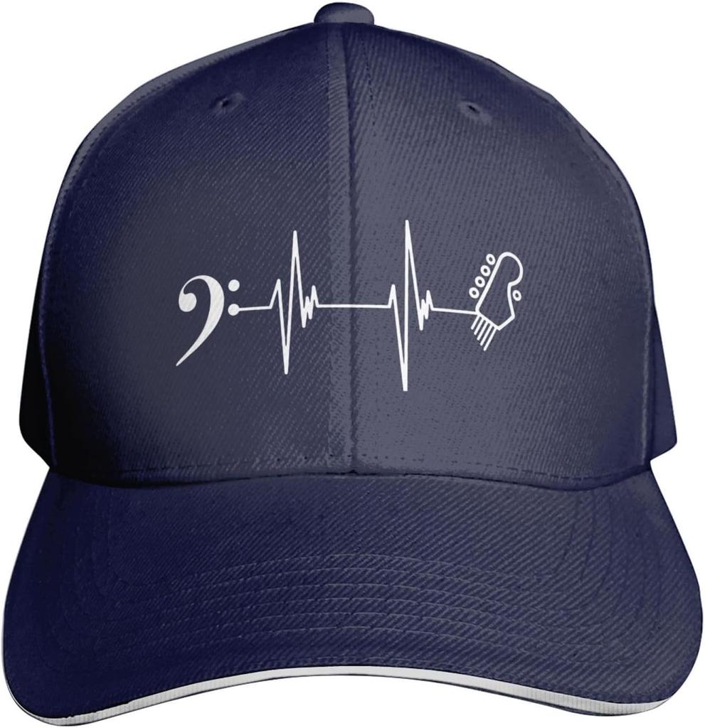 Heartbeat Guitar Headstock Baseball Cap Polyester Adjustable Outdoor Music Hat Unisex