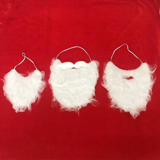 Santa Claus Beard Realistic Curly Fluffy Soft Elastic Band Costume Accessories Adults/Kids Christmas Performance Santa Fake White Handlebar