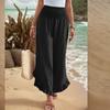 Women's Color Elastic Waist Slim Casual Pants Loose Pant Length