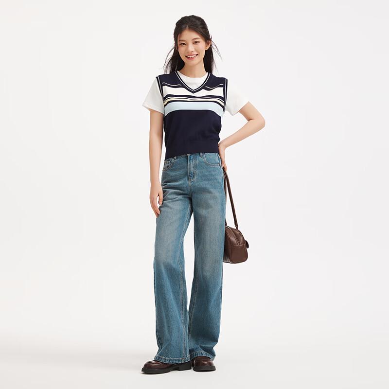 Hotwind Women's Spring Relaxed Straight Wide-Leg Jeans