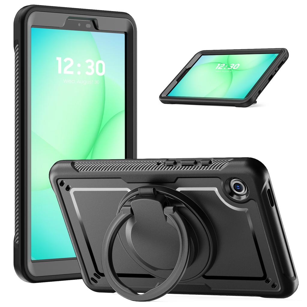 For Samsung Galaxy Tab A11/A9 Case Rotating Kickstand PC + TPU Shockproof Tablet Cover with Shoulder Strap