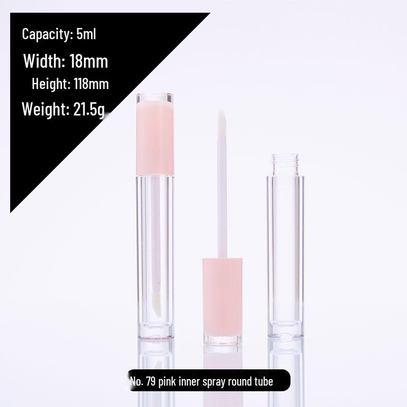In Stock: 5ml Round Transparent Lip Gloss Tube, Spray Inner, Lip Glaze Empty Bottle, Lipstick Tube