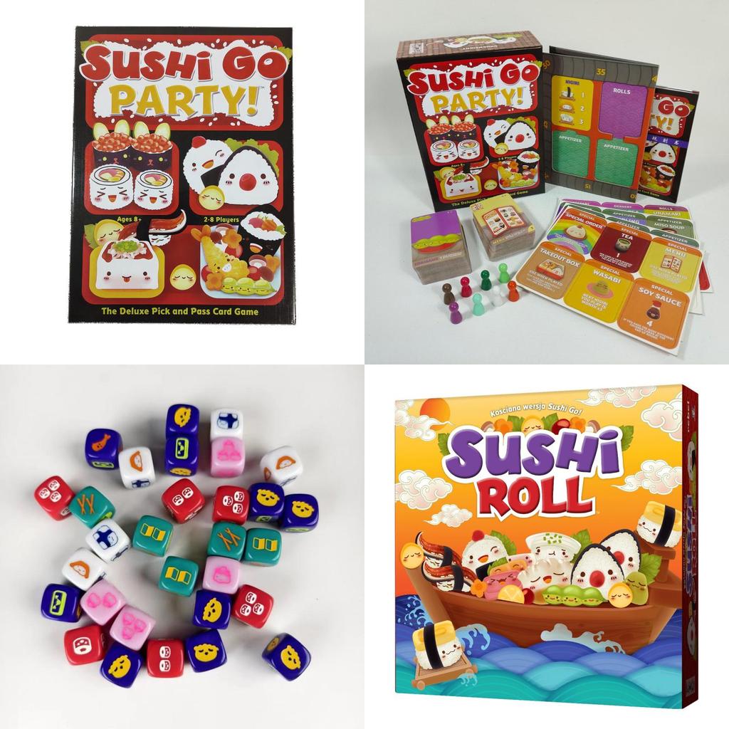 Stolní hra Sushi Go Party se světlými barvami pro setkání dětí a teenagerů