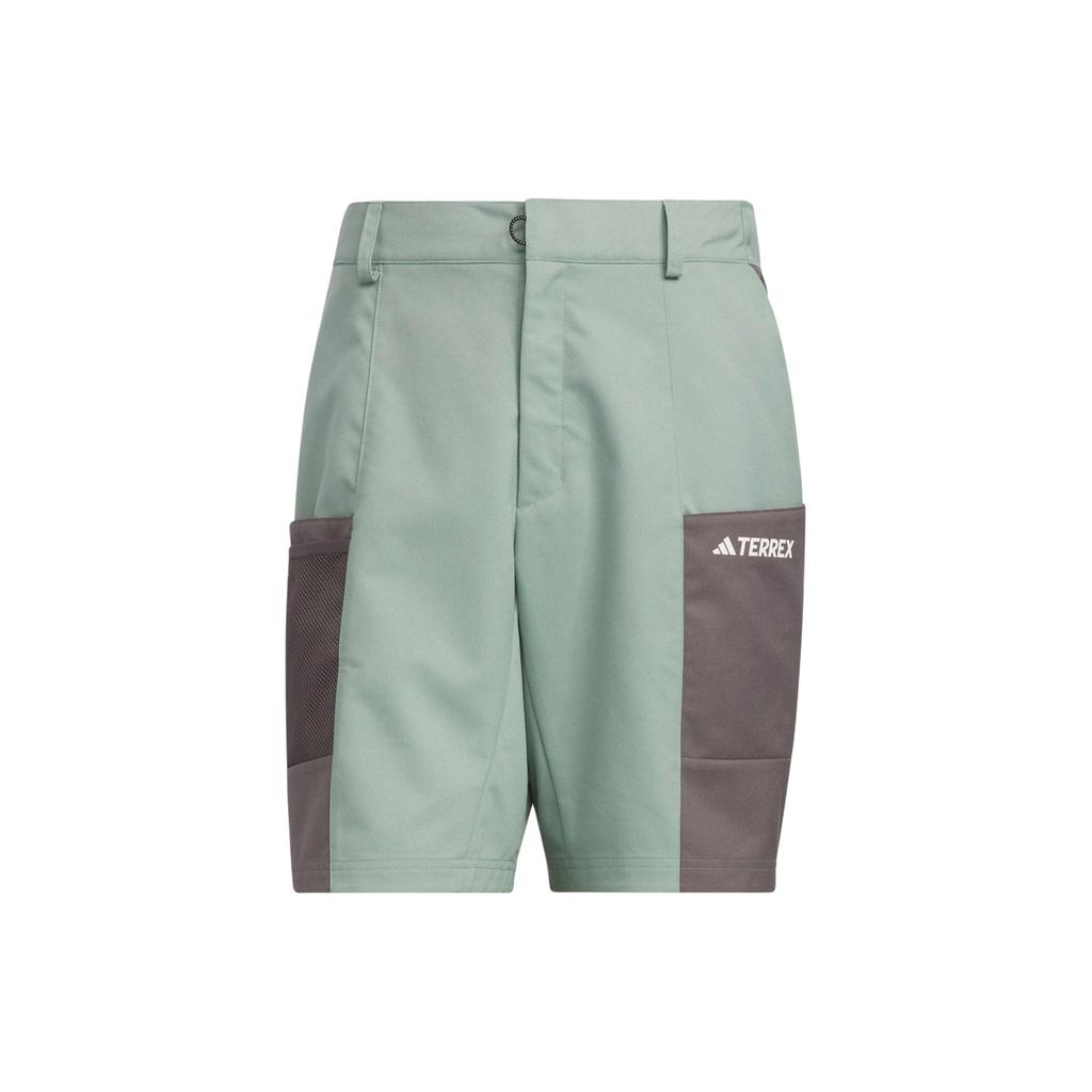 Adidas Dwr Colorblock Logo Zip Straight Cargo Shorts Men Bottoms Green IS0280
